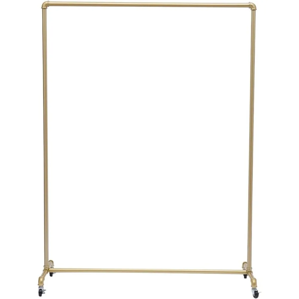 Hanger Gold with Casters Retro Metal Scalable Galvanized Steel with 4 Casters