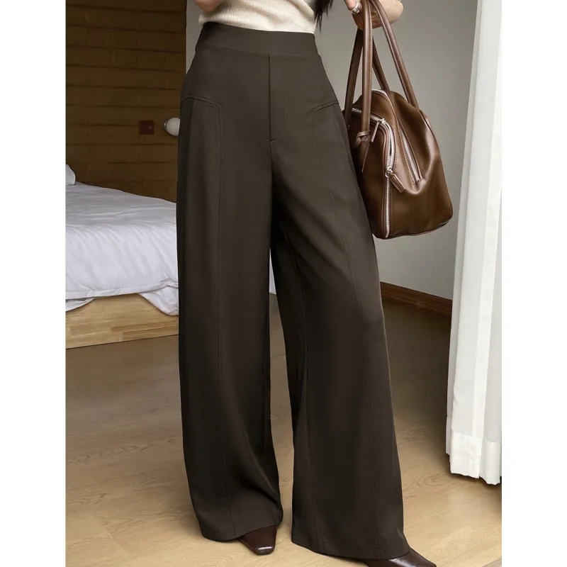 Woman's High Waisted Wide Leg Pants Autumn Fashion Casual Solid Color Trousers Ladies Spring Temperament Versatile Office Pants