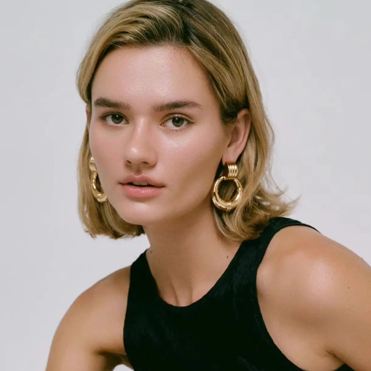 

Miranda Stainless Steel Classic Knocker Earrings Charm Metal 18K PVD Plated Gold Color Waterproof High Quality Daily Jewelry Gif