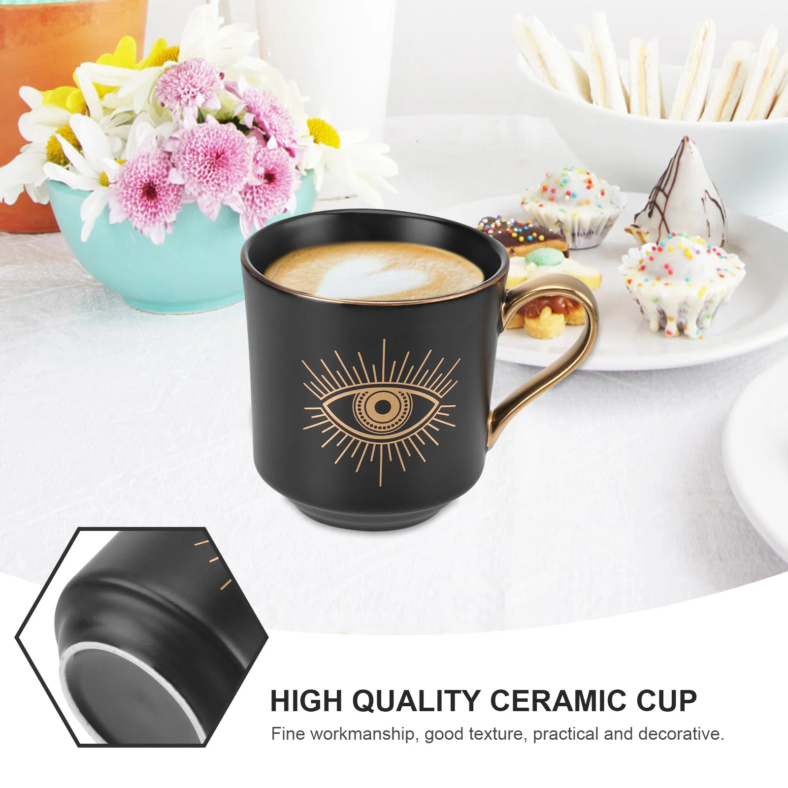 

1Pcs Devil Eye Ceramic Coffee Cup Sturdy Home Mug Suitable for Tea Latte Juice Decorative Drinking Cup Large Capacity
