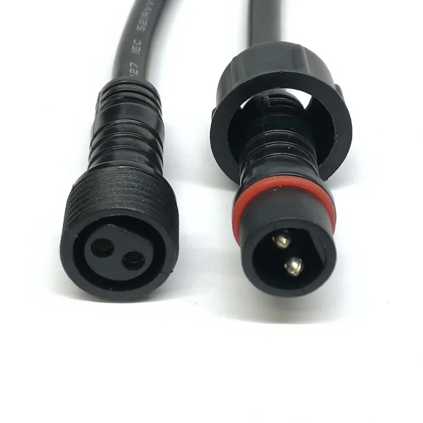 1Set/LOT Black 2Pin Waterproof Connector Cable Male Plug And Female Plug For LED Light Strips With Length 40cm Cable