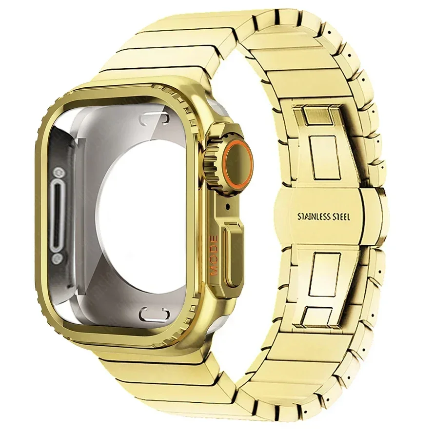 Kast + band voor Apple Watch Band 10 42 46 mm Ultra 2 49 mm 9 8 7 6 SE 5 Stalen metalen beschermhoes Upgrade Iwatch 49 mm 45 mm 44 mm