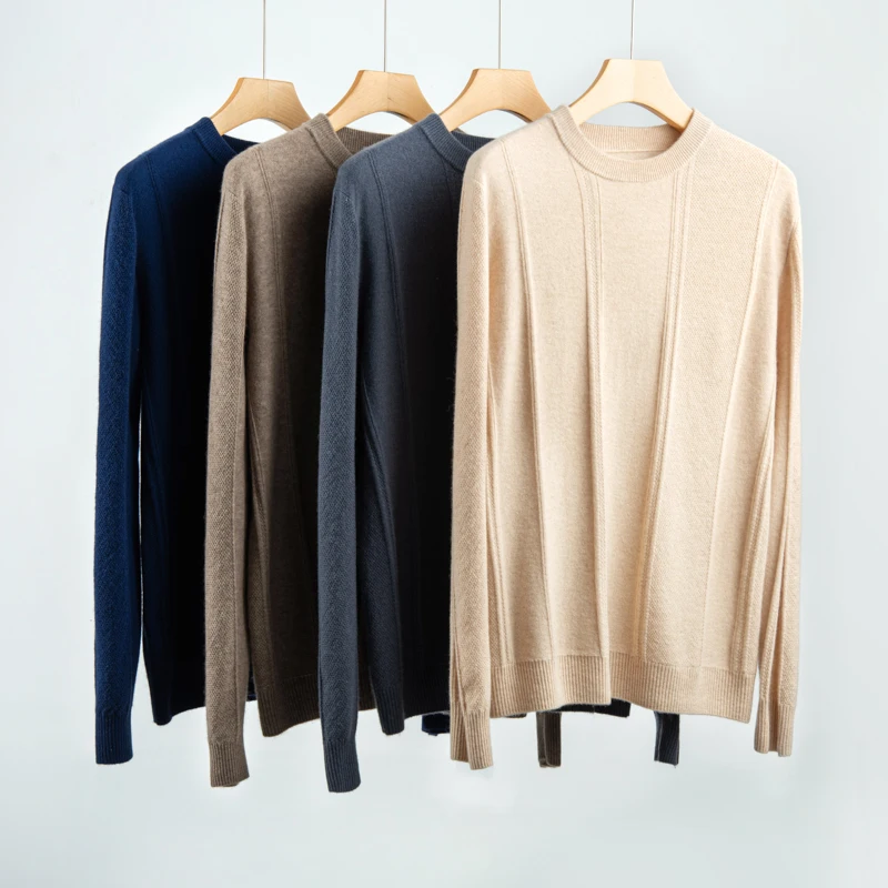 เสื้อสเวตเตอร์คอโอ แขนยาว ลายทางแนวตั้ง ผ้าแคชเมียร์ 100% สำหรับผู้ชาย สไตล์ธุรกิจ ทันสมัย ใส่ได้ทั้งฤดูใบไม้ร่วงและฤดูหนาว เนื้อผ้านุ่ม อุ่นสบาย เหมาะสำหรับใส่เป็นเสื้อตัวใน