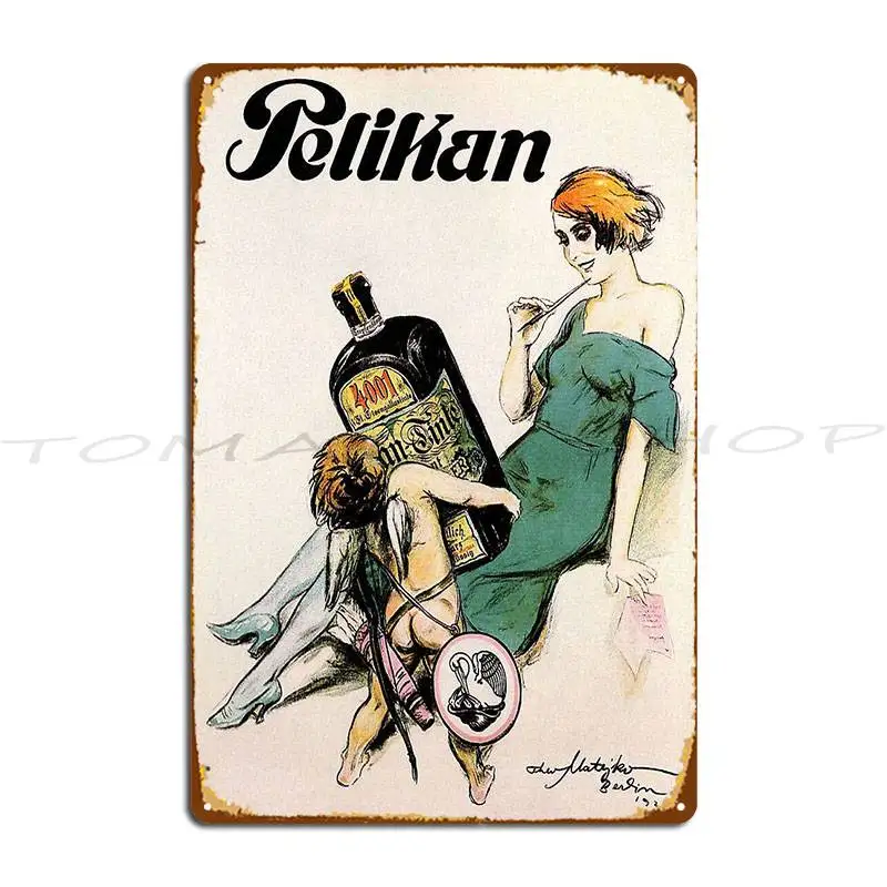 Germany Pelikan Ink Metal Sign Vintage Pub Mural Pub Customized Tin Sign Poster
