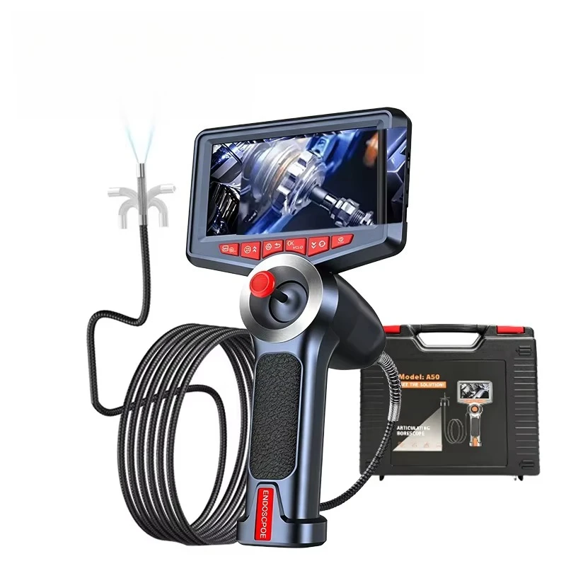 Portable 360Joystick Articulating Borescope 4 Ways Endoscope Camera 6 LED Snake Tube Engine Inspect Internal 4.5