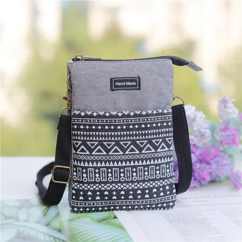 Large Screen Fabric Mobile Phone Bag Men\'s Casual Fashion Crossbody Shoulder Mini Messenger Bag for Students Girls Women