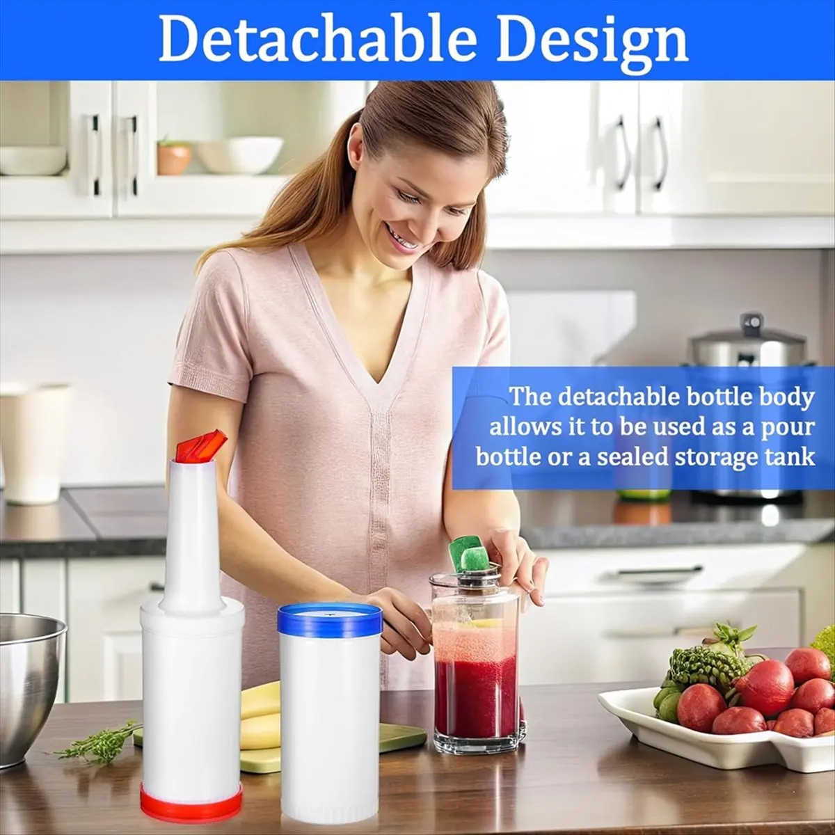 2026 Trend 6-Piece Professional Bar Juice Pour Bottles Set - 0.9 Quart Juice Pourers for Bartending, Store and Pour Containers