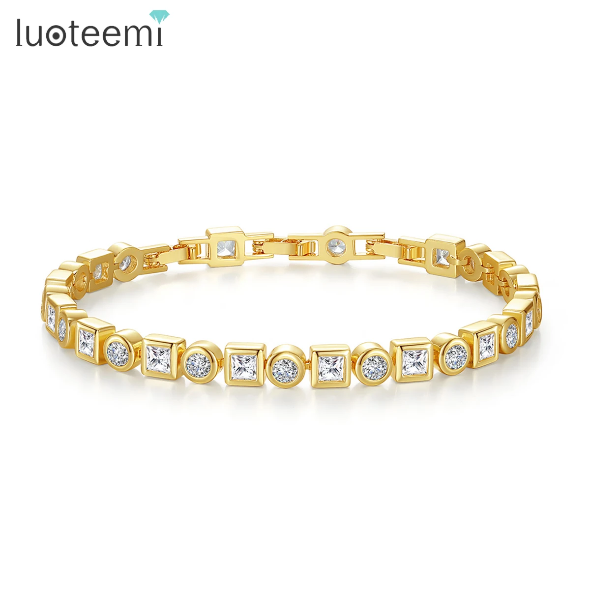 LUOTEEMI Luxury Tennis Bracelets Cubic Zirconia Elegant Iced Out Trendy Chains Crystal Women\'s Jewelry for Party Daily Accessory