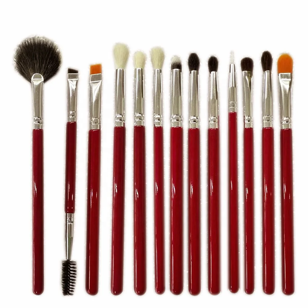 13pcs Purple Red Wooden Handle Makeup Brushes Set Foundation Nylon Makeup Tool Kit Eye Powder Paint Granule Eye Brush
