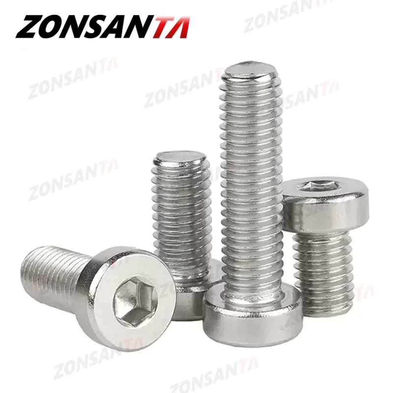 M2 M2.5 M3 M4 M5 M6 M8 M10 304 Stainless Steel Hex Hexagon Socket Thin Low Short Profile Head Allen Cap Bolt Screw DIN7984
