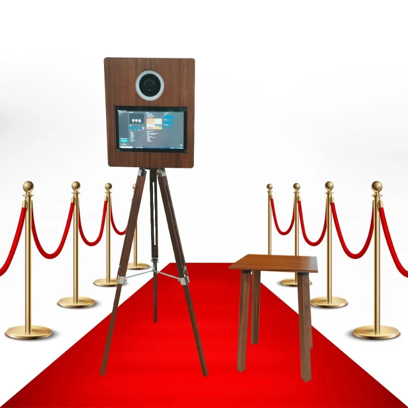 كاميرا تفاعلية جديدة من خشب الماهوجني، كشك تصوير ذاتي الخدمة، كشك تصوير للحفلات