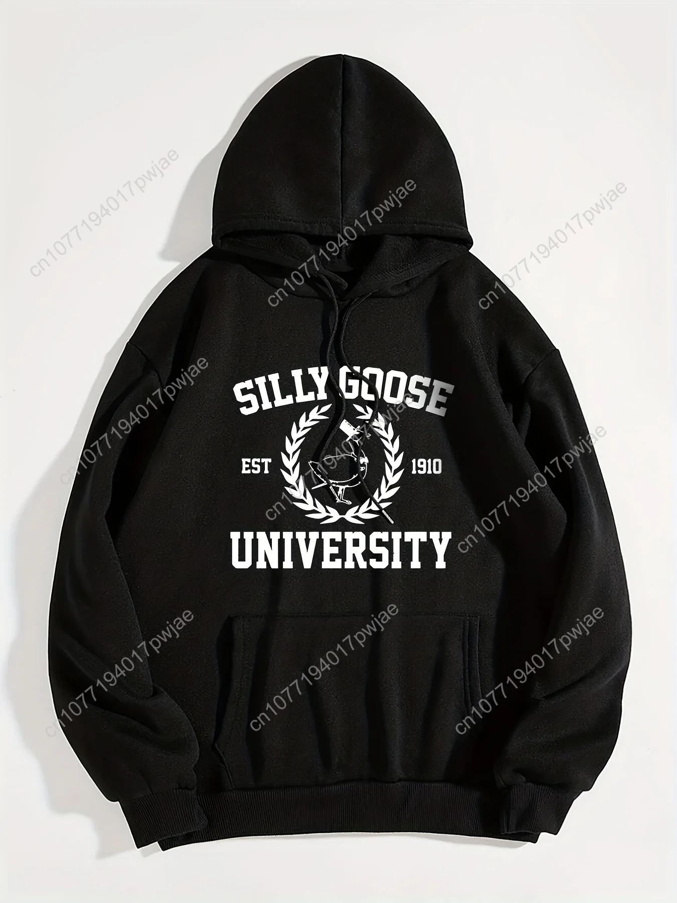 Hoodie Kasual Wanita dengan Kantong Kanguru, Cetakan Huruf, 100% Poliester Kain Rajut 220g/m², Sweatshirt Berkerudung Musim Gugur/Musim Dingin