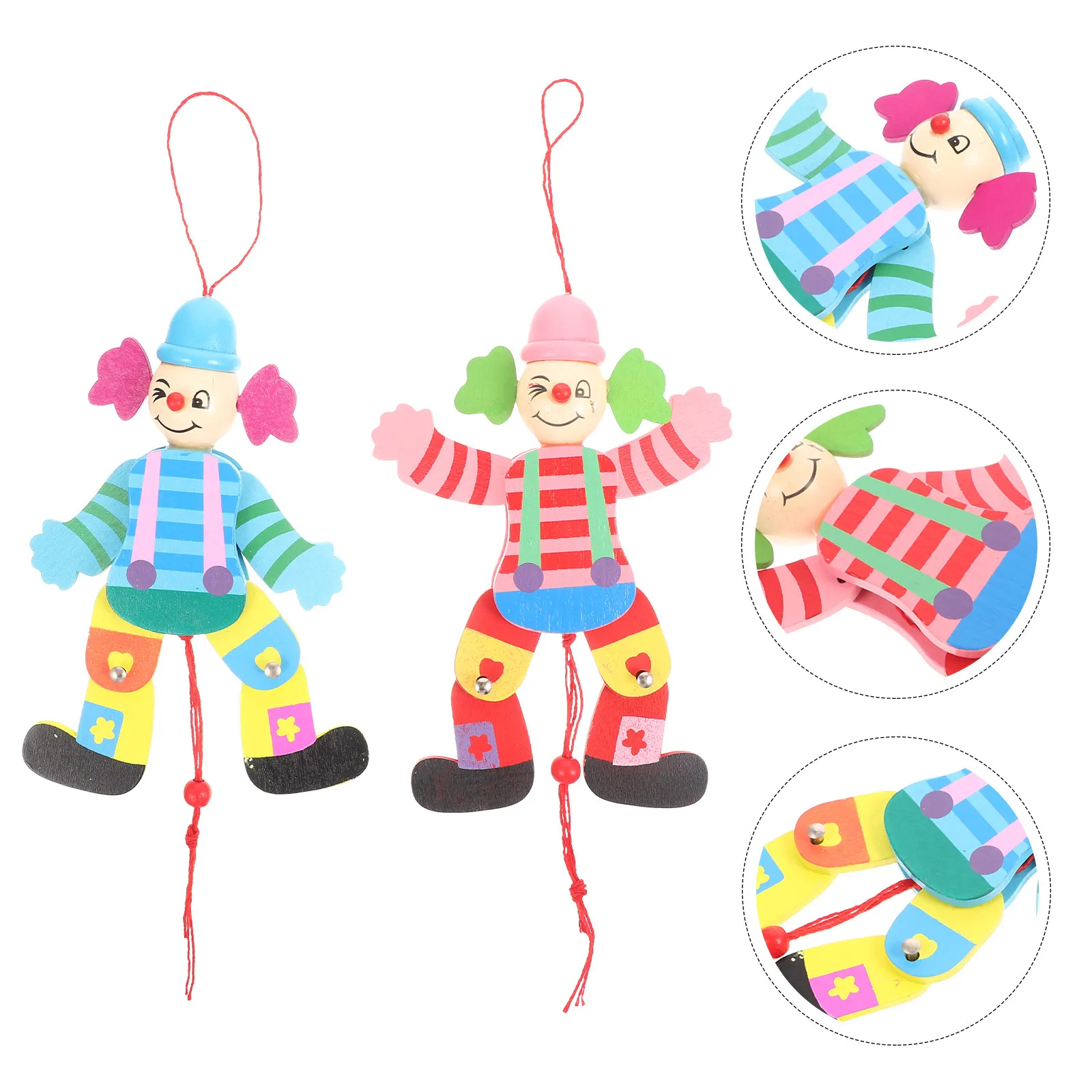 

2Pcs Wooden Clown Marionette Puppet String Puppet Show Prop for Children and Adults Lovely Shape Decorative Gift