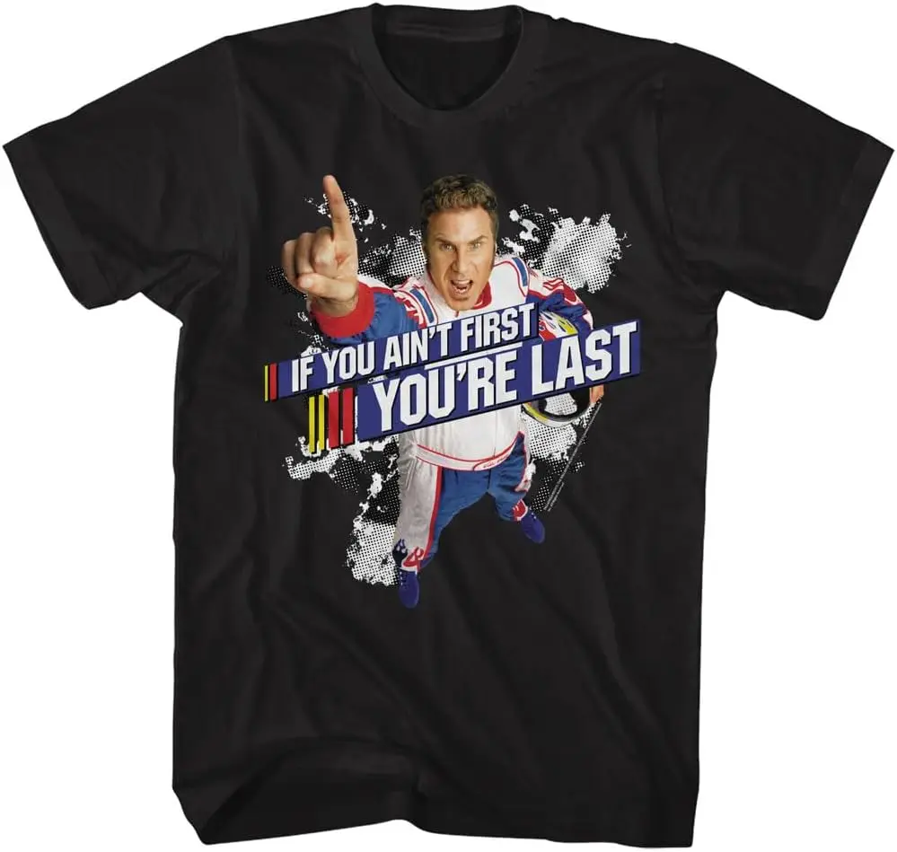 Talladega Nights Movie Ricky Bobby If You Ain't First You're Last Mens Short Sleeve T Shirt Graphic Tees 100% Cotton Trendy Y2K Short-Sleeve Tee – Soft, Quick-Drying,  Wrinkle Resistant Light Cotton Graphic Tshirt Soft Stretchy Casual Summer Short Sleeve