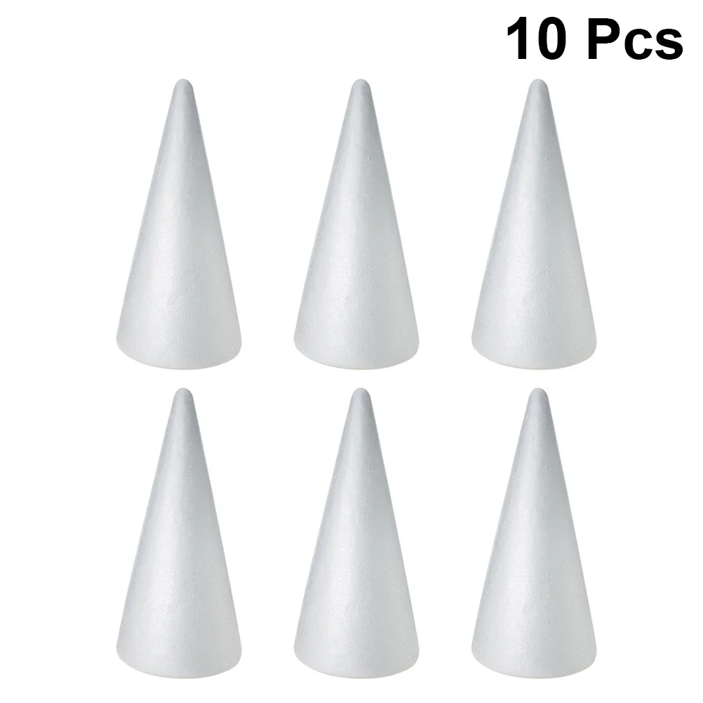 

10Pcs White Foam Cones Solid 14.3x6.2cm DIY Craft Kids Handmade Christmas Cone Decoration Children Activity Cone