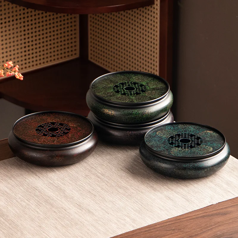 Teapot Holder Water Storage Dry Bubble Tray Old Iron Lacquerware Water Storage Tea Tray Tray Household Japanese Kung Fu Tea Set
