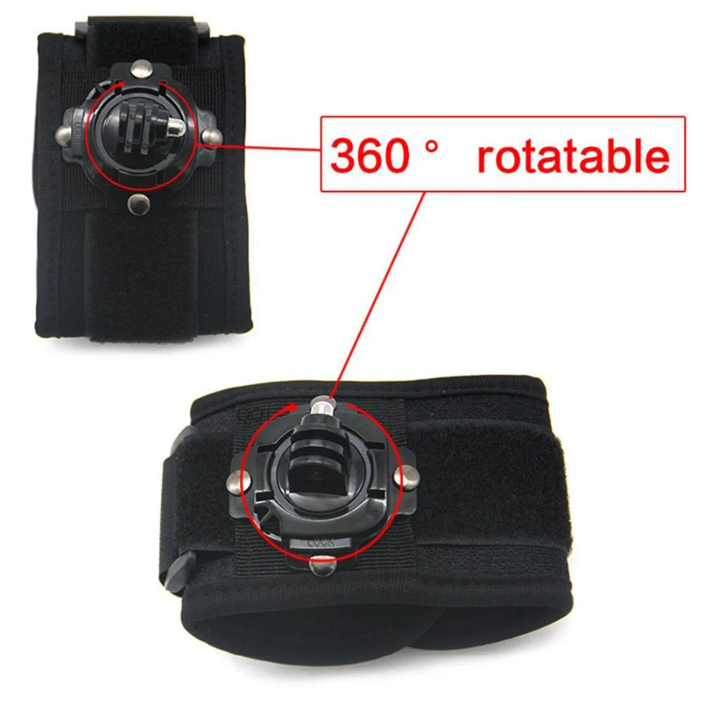 360 شريط للرسغ جبل ل Gopro Hero11 10 9 8 7 6 5 4 eken جلسة بطل 5 Xiaomi Yi 4 K SJ4000 الذراع سير شريطي الذهاب برو الملحقات