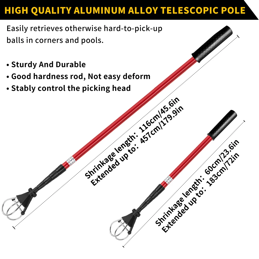Odciąganie piłek golfowych 6FT/15FT, teleskopowy słup aluminiowy, trwały i lekki, łatwy w użyciu, idealny do szybkiego odciągania piłek — zdjęcie 4
