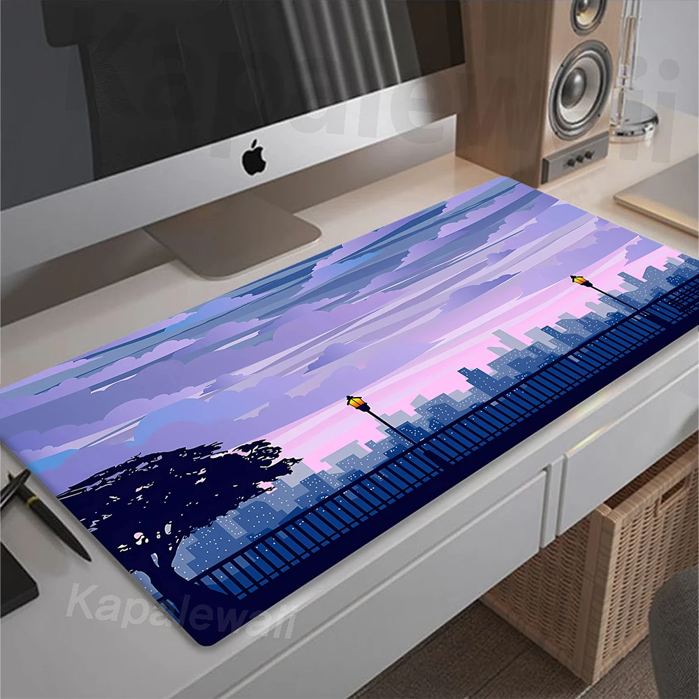 Tapis de souris en caoutchouc pour ordinateur portable et de bureau, grand espace, couleurs violet et bleu ciel