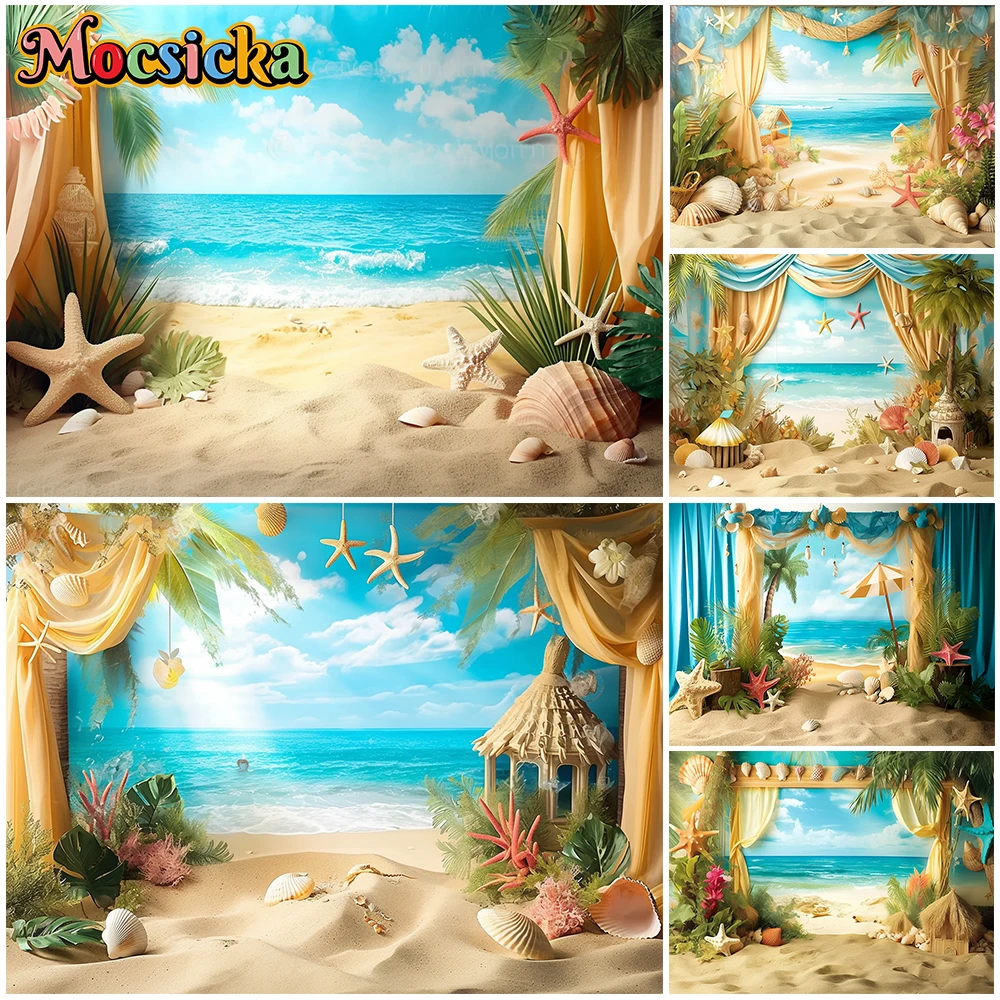 

Mocsicka Beach Backdrops Soft Washable Non Fading Banner Hawaiian Party Decor Summer Backgrounds Photography Poster Photo Studio