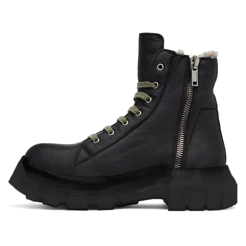 

Genuine Wool Snow Boots Men's Russian-Style Thickened Warm Plush Winter Cotton Shoes Non-Slip Outdoor Ankle Boots