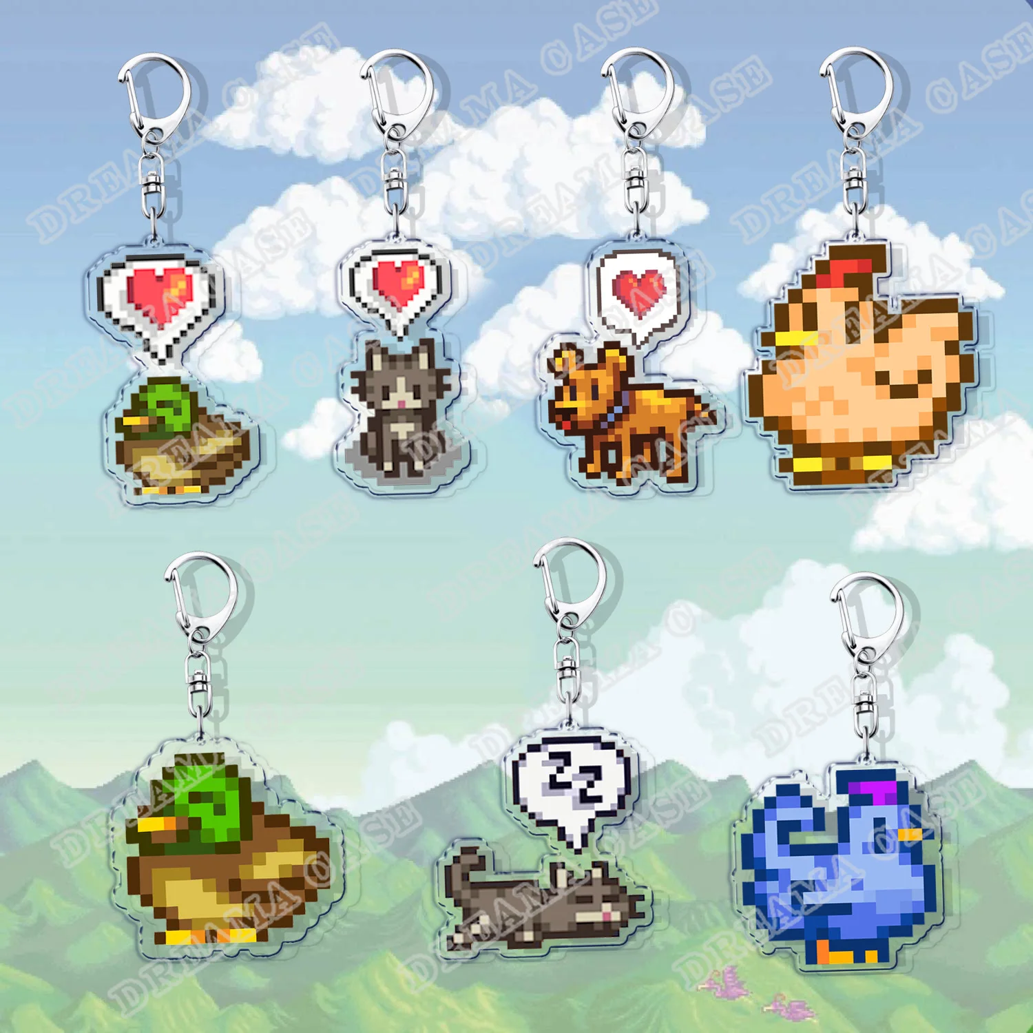 لعبة Stardew لطيف Sdv سلاسل المفاتيح للملحقات حقيبة القط الكلب الدجاج بكسل مزرعة سحر Keyrings مجوهرات أصدقاء الألعاب الهدايا