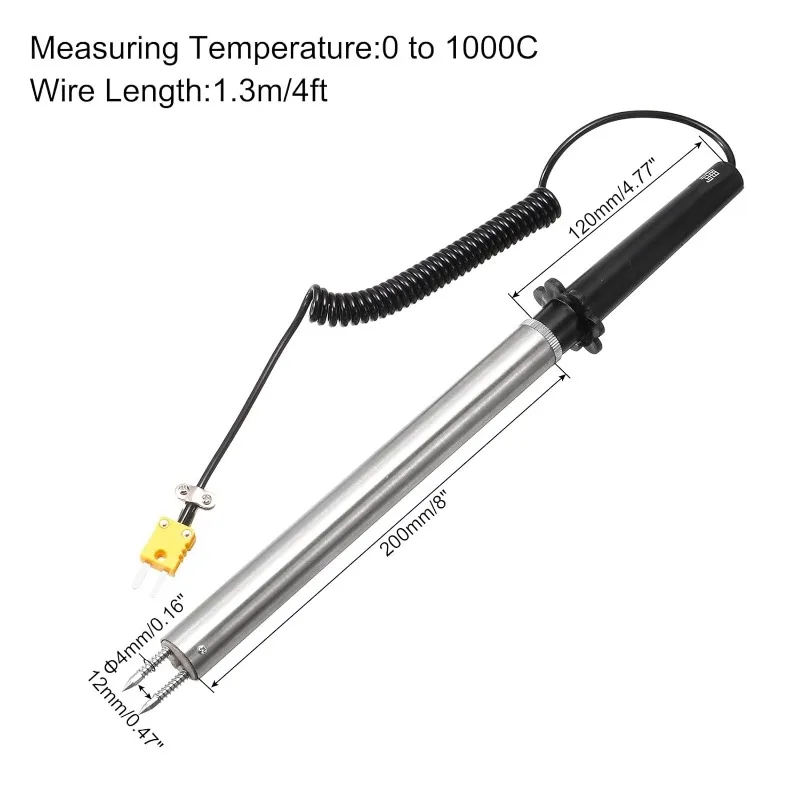 Meccanixity Oppervlak Thermokoppel Sonde K Type Gele Opgerolde Draad 0 Tot 1000c Voor Metalen Oppervlaktetemperatuurmeting