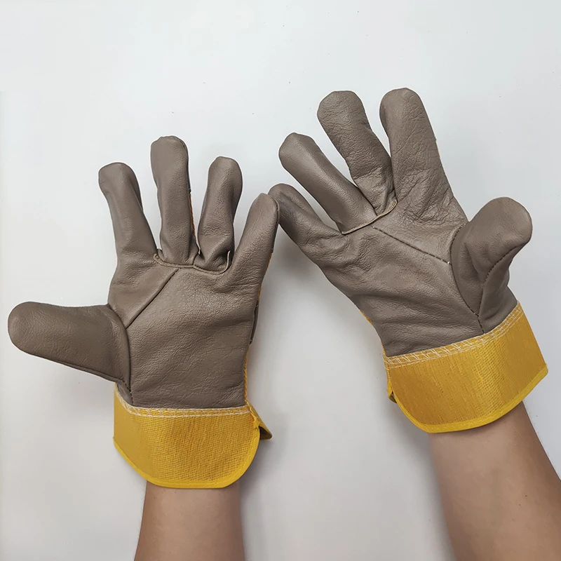 Leather Forge MIG Welding Gloves with Cloth Cuffs, Heat and Fire Resistant BBQ Grill Gloves for Arc Tig Mig Wood Stove Bark Oven