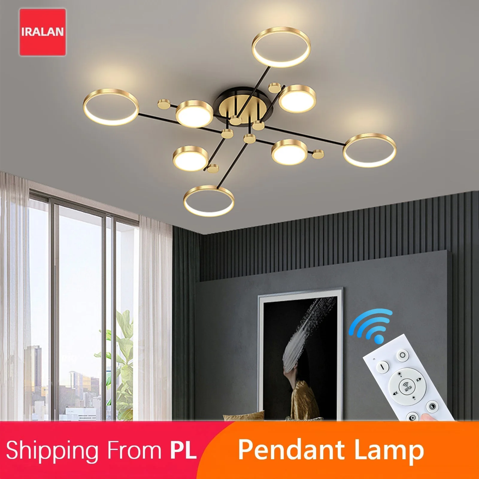 Image of IRALAN Lampadari a soffitto a LED Soggiorno moderno Cucina Lampada a sospensione a soffitto Lampada da soffitto per illuminazione interna dimmerabile cod004