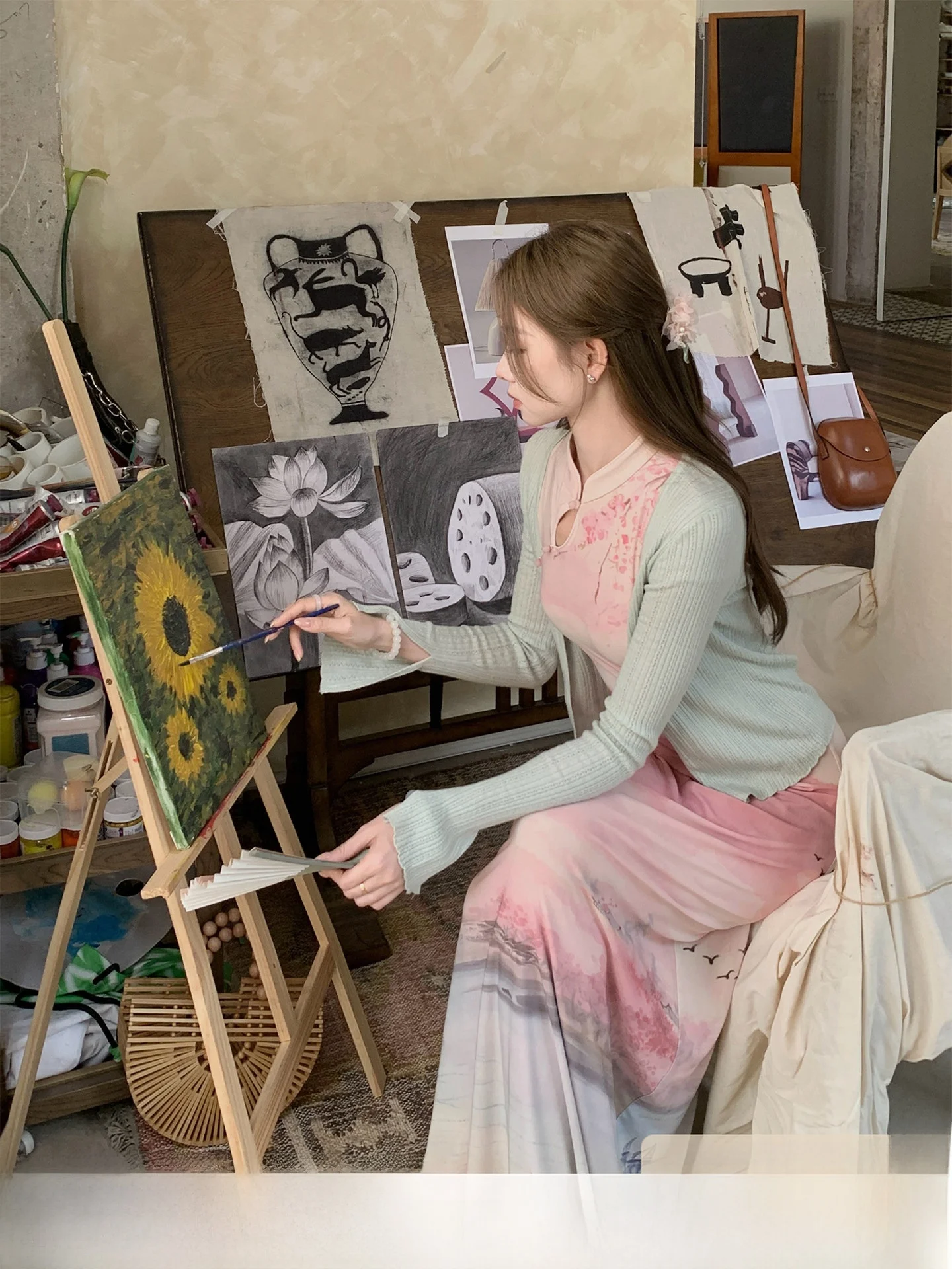 

Элегантное платье Iris Lumina в китайском стиле, женское летнее модное платье с открытым кардиганом и длинной юбкой, традиционное китайское платье.