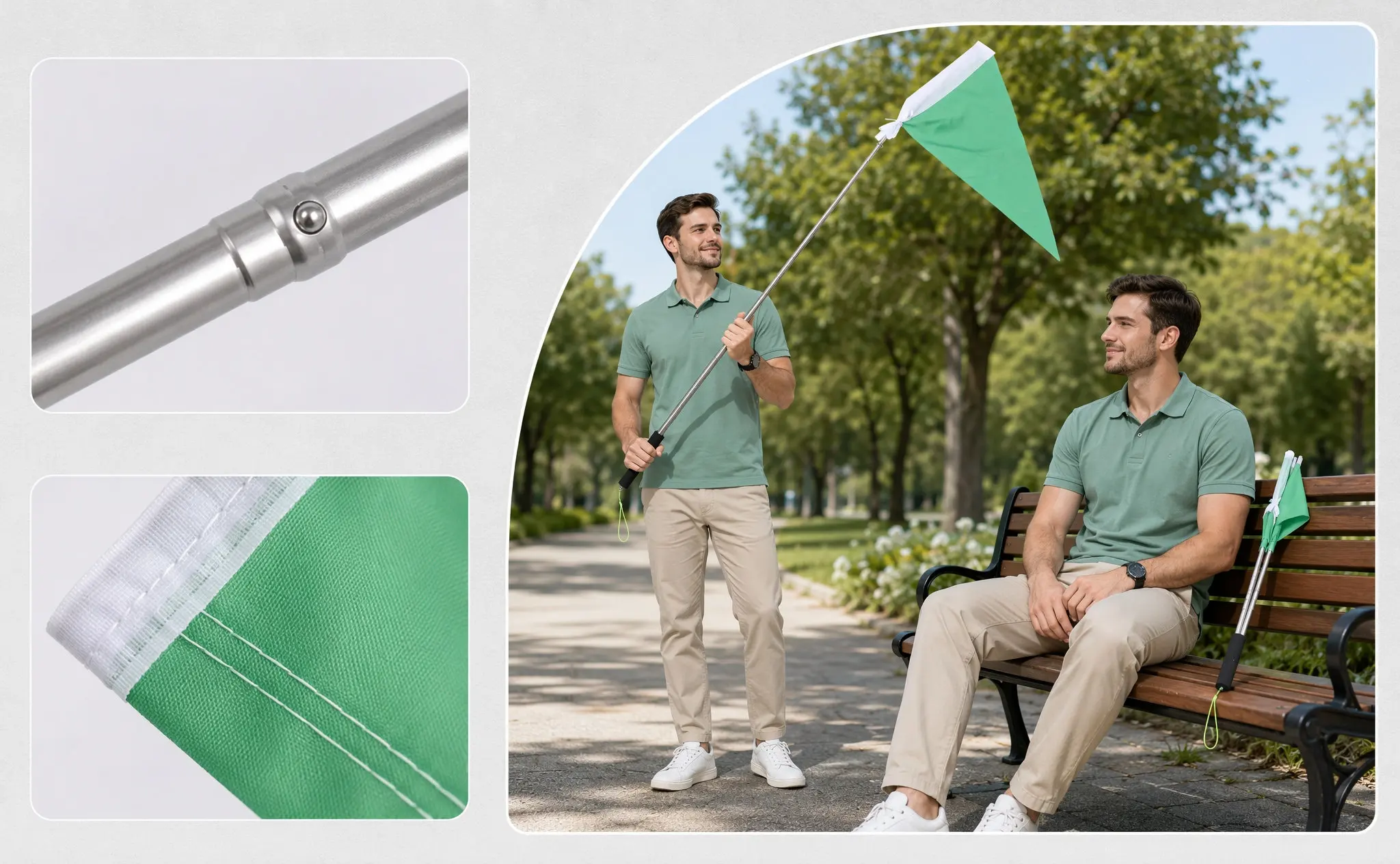 Lightweight Portable Tour Guide Flag with Retractable Telescoping Pole High Visibility for School
