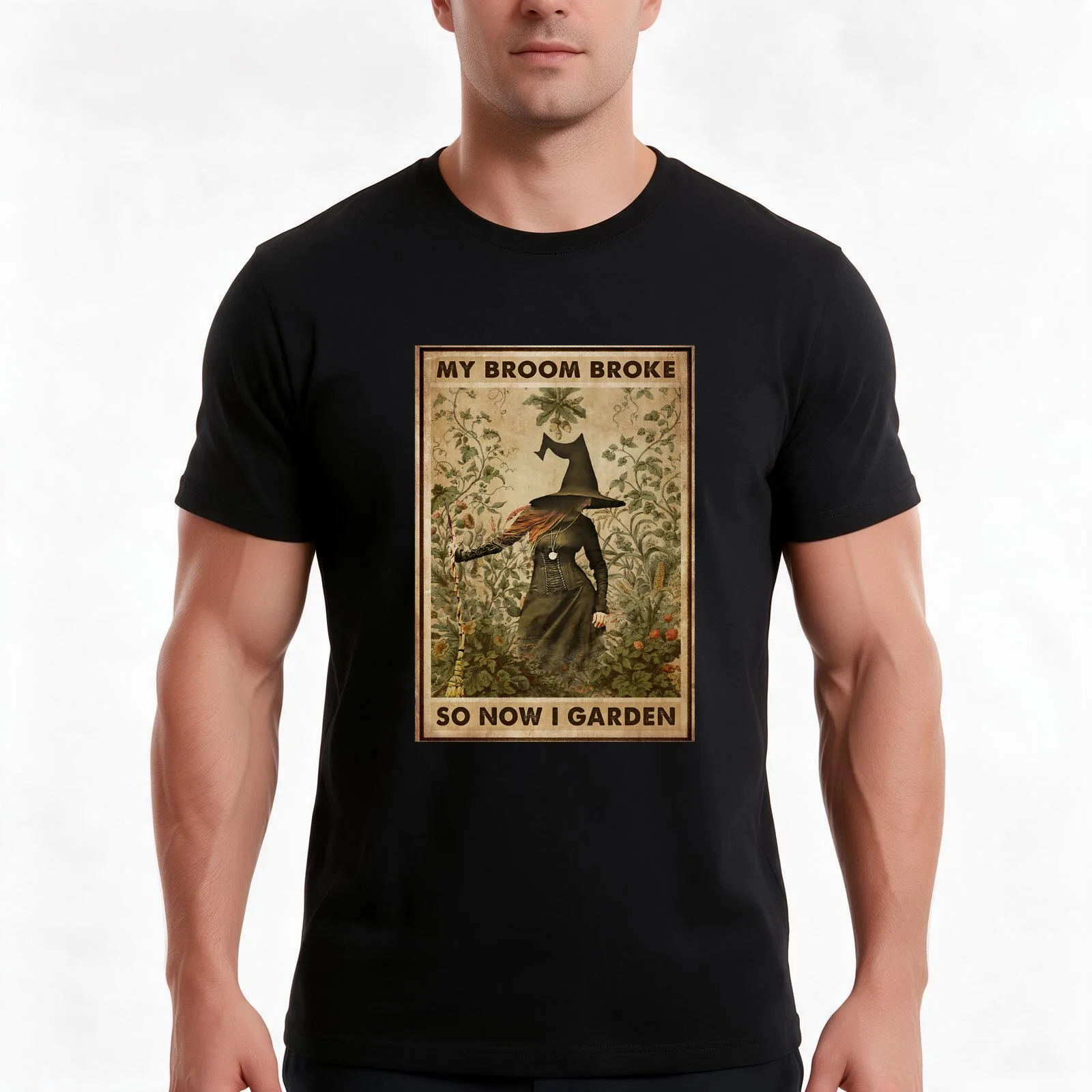 My Broom Broke So Now I Garden Poster T-Shirt Summer Casual Cotton Tee Oversized Streetwear Tops Vintage Graphic Print