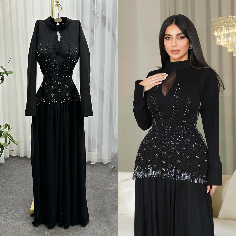 

Customized Exquisite Jersey Pleat Sequined A-line V-neck Long Dresses Bespoke Occasion Party High Quality Formal