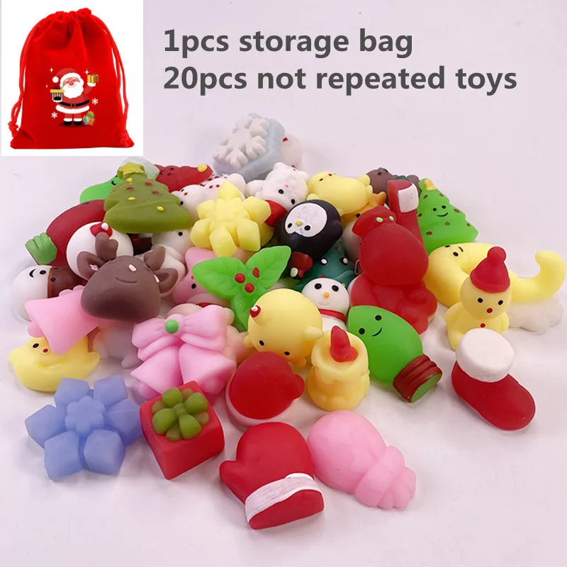 

20pcs Christmas Mochi Squishies Kawaii Squishy Toys For Kids Squeeze Party Favors Stress Relief Toys For Birthday gift