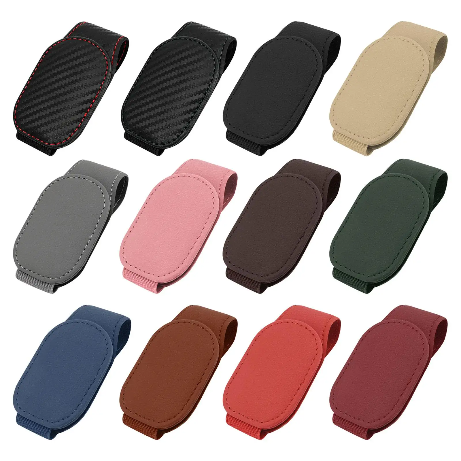Multifunctional Magnetic Car Sun Visor Glasses Clip Durable PU Leather Multipurpose Organizer for Cars