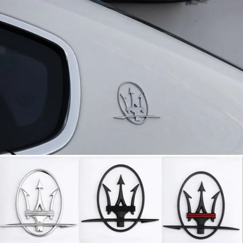 Insignia de maletero, emblema lateral, pegatina para carrocería de coche, calcomanías para guardabarros, Logo Maserati Levante Quattroporte Ghibli Gran Turismo GC GT