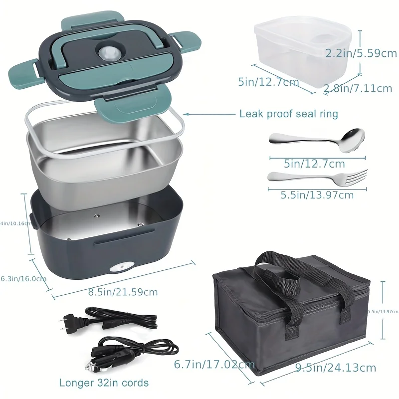 Portable  Lunch Box - 1.5L Stainless Steel Bento Warmer, Fast Heat & Leak-proof – Ideal for Office, Outdoor Work, and Travel