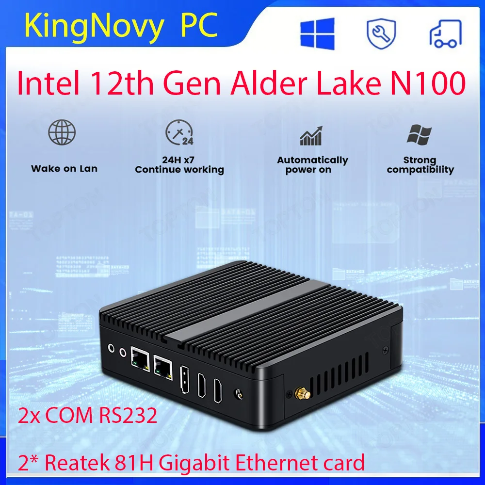 12th Gen Fanless Mini PC N100 Alder Lake Quad Core Dual LAN soft Router 2*COM NVMe J6413 Windows 11 mini Computer 3x4K UHD HTPC