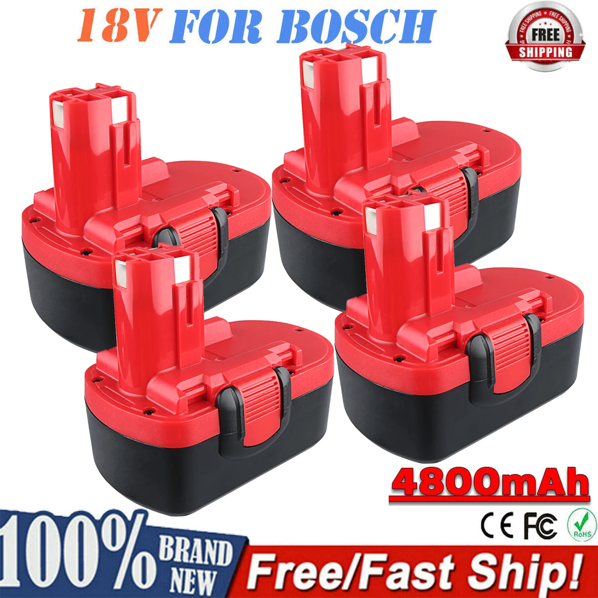 

1/2/4 шт. 18 В 4,8 Ач BAT181 Ni-MH замена для аккумуляторного штифта Bosch 18 В BAT180 BAT025 BAT026 BAT160, совместимая с аккумуляторными инструментами 18 В