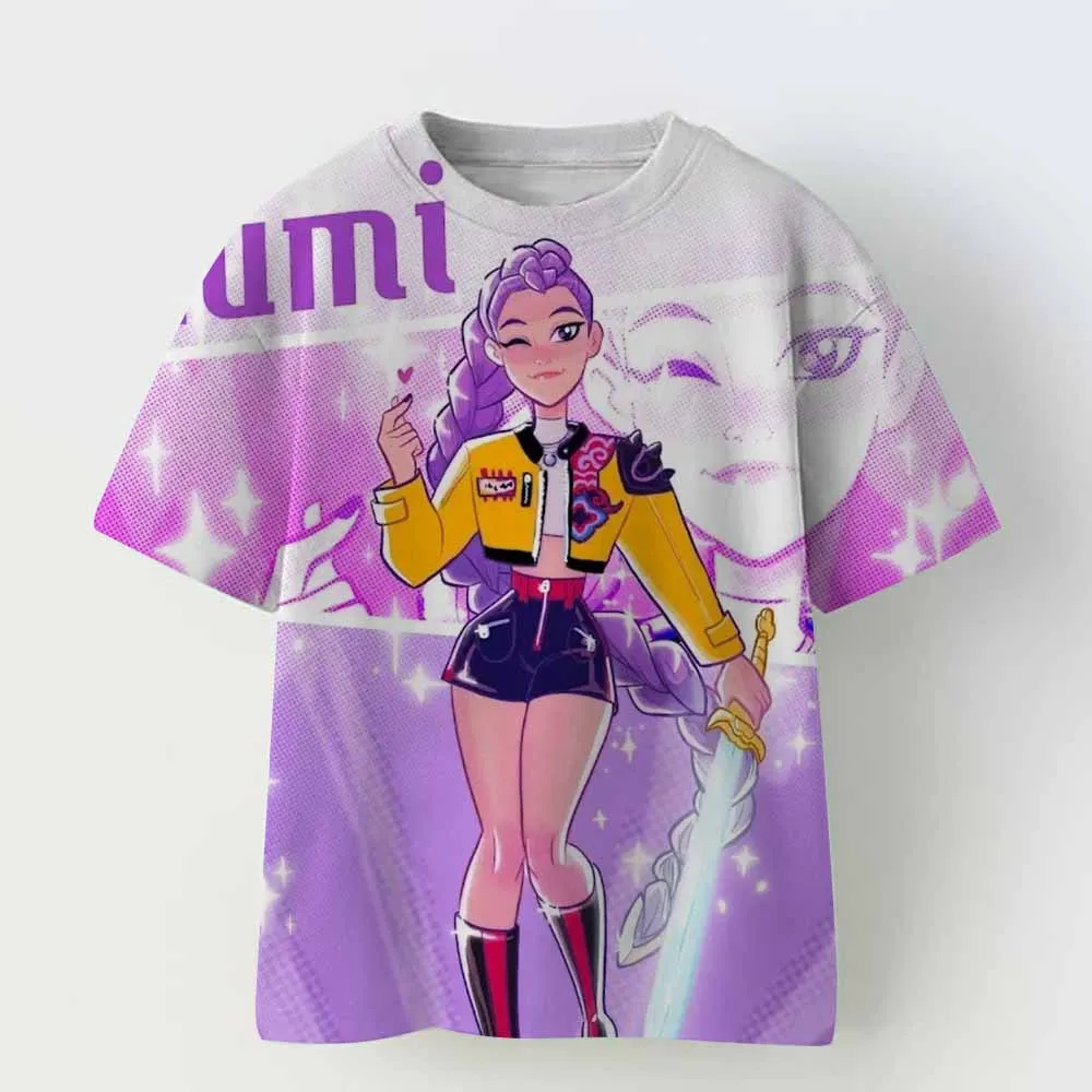 

Anime KPop Demon Hunters Huntr/x T-shirts Children Boys Girls Summer Casual Short Sleeve Tops Cartoon KPop Demon Hunters T Shirt