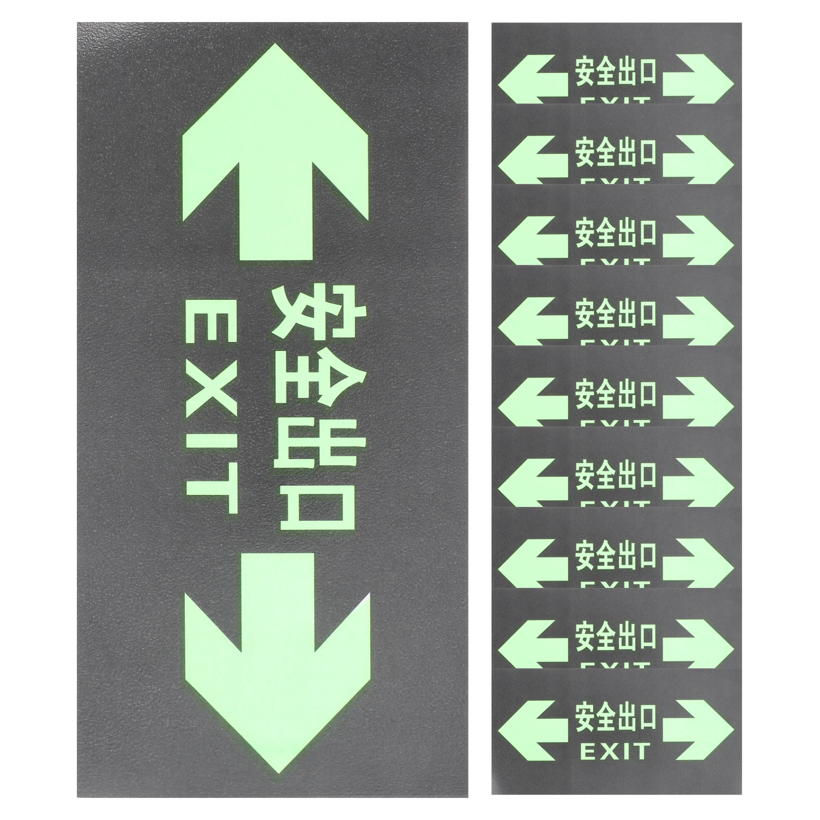 Warning Sign Glow-in-the-dark Safety Signs Stickers Adhesive Exit Pvc Directional