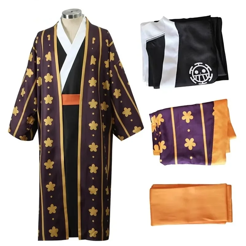 Trafalgar Law Cosplay Costume Anime Figures Digital Printing Kimono Uniform Full Set Halloween Carnival Party Suit Man