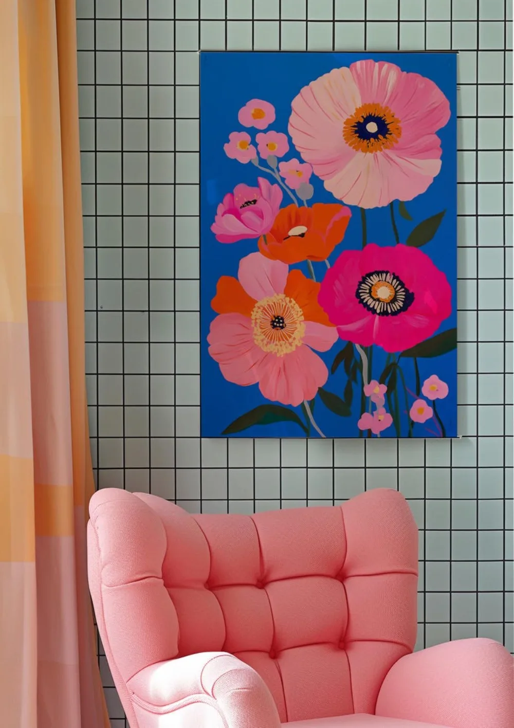 سوق الزهور روتردام، رسم الزهور التجريدي، فن الجدار الكهربائي، طباعة الأزهار، الفن البسيط، فن الأزهار، ديكور الطباعة الملونة