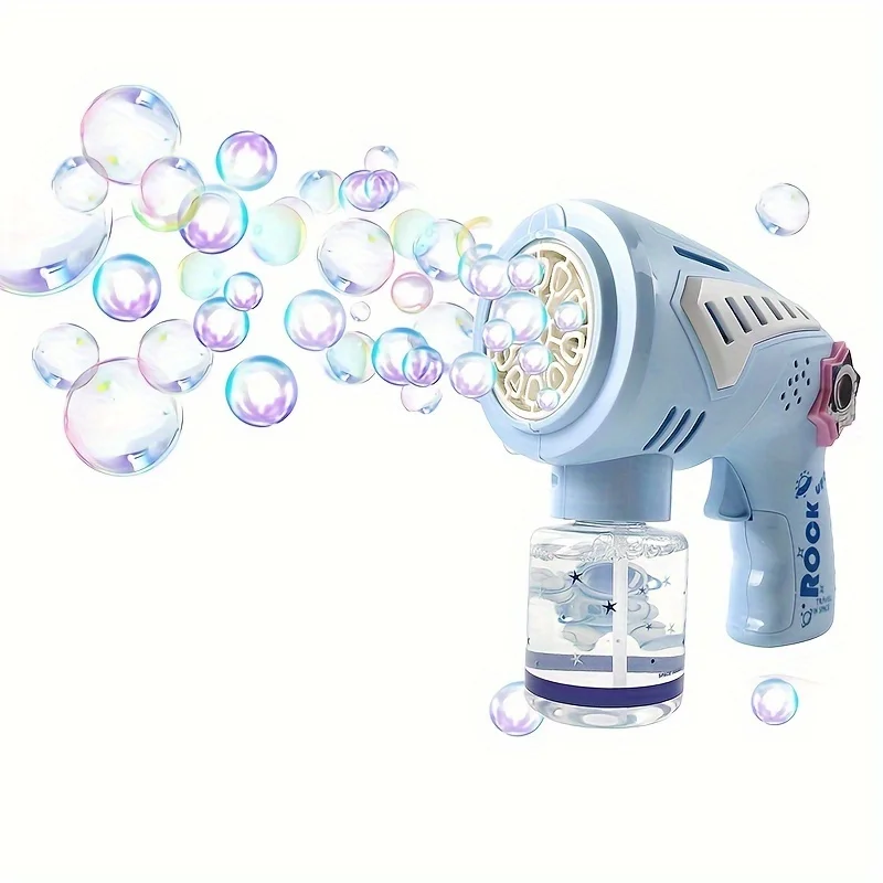 252, neues Modell einer Seifenblasenmaschine, mit LED-Lichtern und Musik, einem automatischen Seifenblasenmacher mit Weltraummotiv, der einen endlosen Spaß bietet