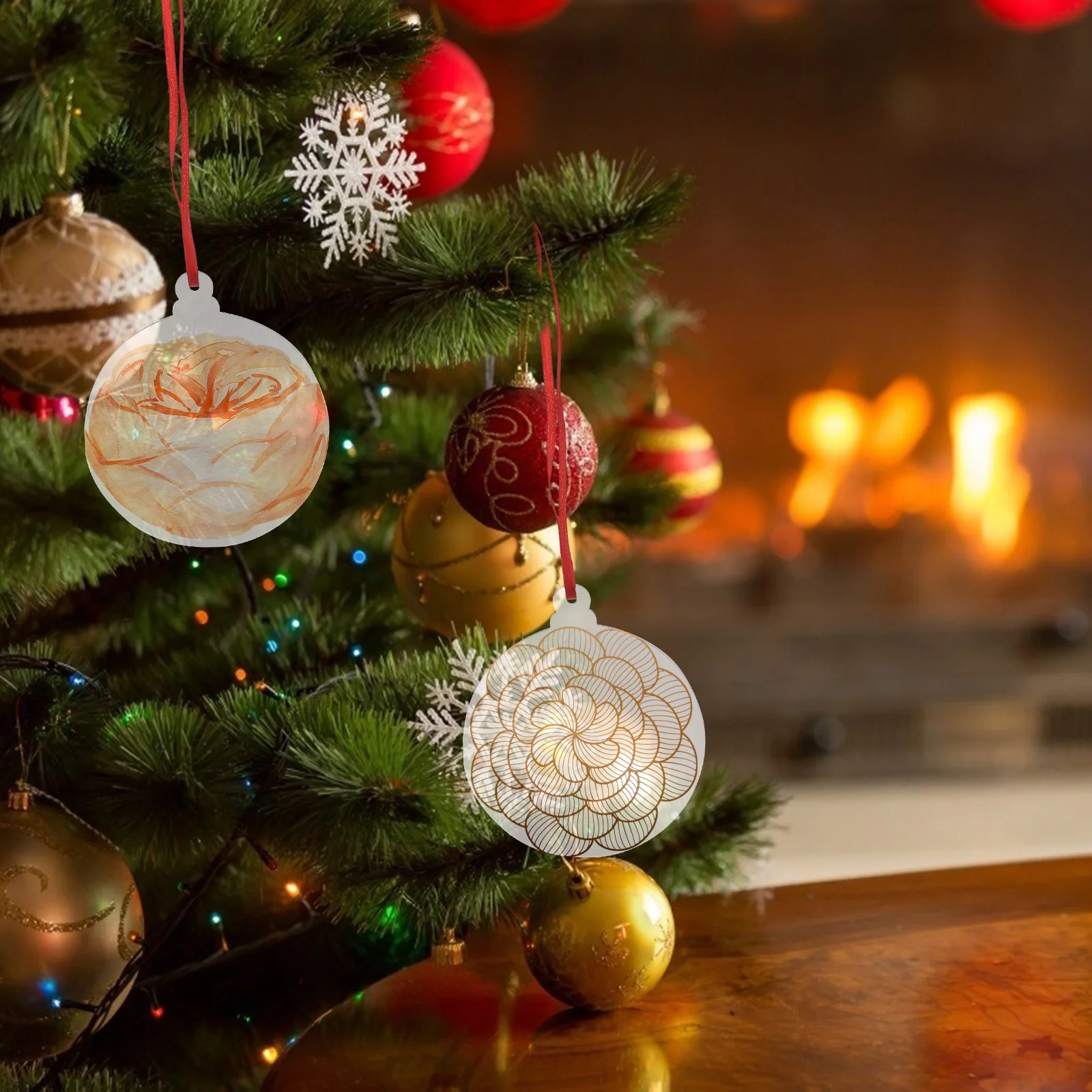 

10 Pcs Christmas Tree Pendant Clear Acrylic DIY Heat Transfer Blank naments for Xmas Decor Hanging Tree Layout Props