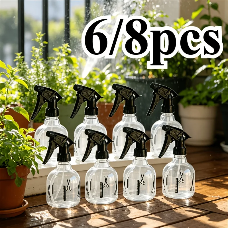 6/8pcs Garden Spray Bottle Watering Can - Spray, with Scissors Design, Suitable for Salons, Gardening, Cleaning - Empty