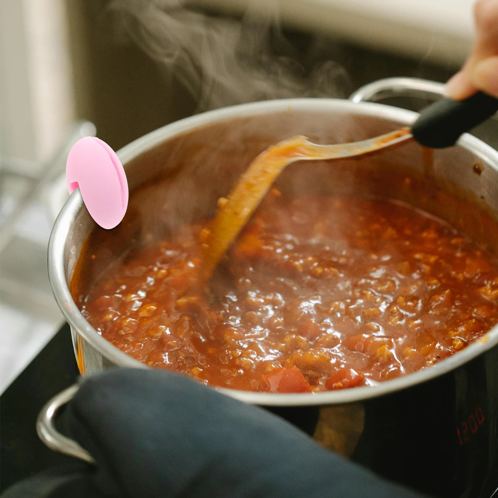 

1pc Temperature Probe Scratch Proof Probe Clip Edge Clip Silicone Cooking Food Fixing Pink Thermometer Holder Fryer Side