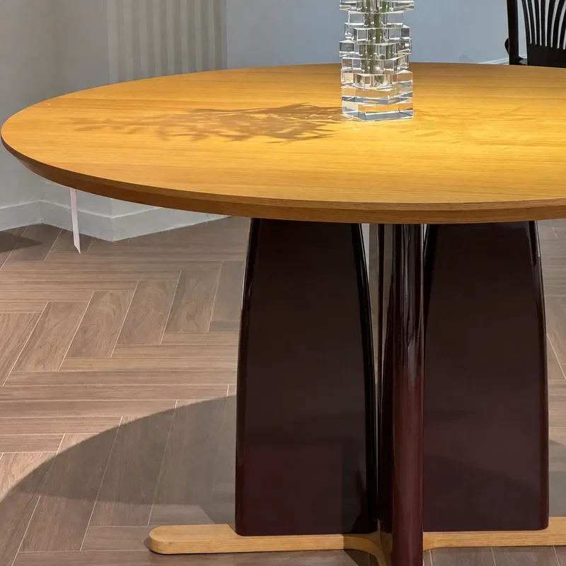 Nordic Antique Solid Wood Dining Table Wabi Sabi Style Retro Round Customizable Home Furniture