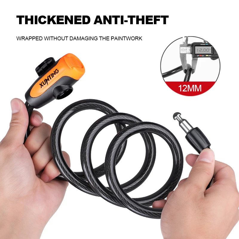 XUNTING 83/104cm Bike Cable Lock with Bracket 12mm Anti-Theft PVC Waterproof Scooter Bicycle MTB Lock - view 4