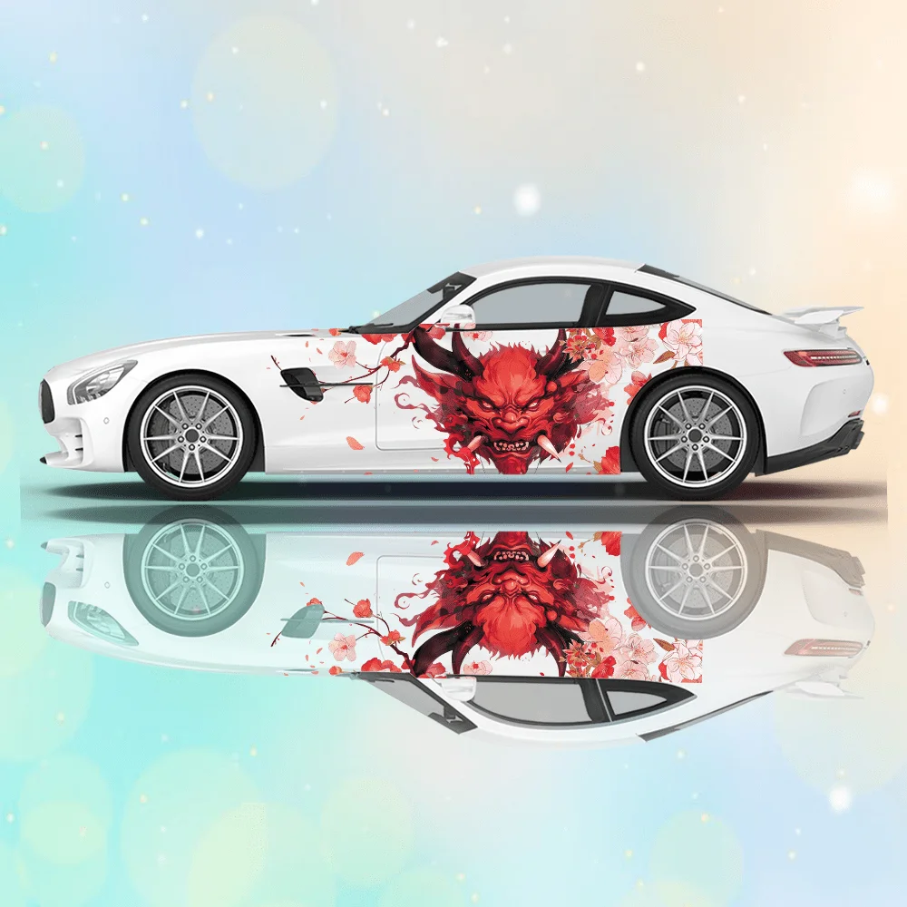 

Red Mask Red Demon, Car Decals Full of Floral Decorations Covering Scratches To Protect Car Decals Waterproof. Car Vinyl Wraps
